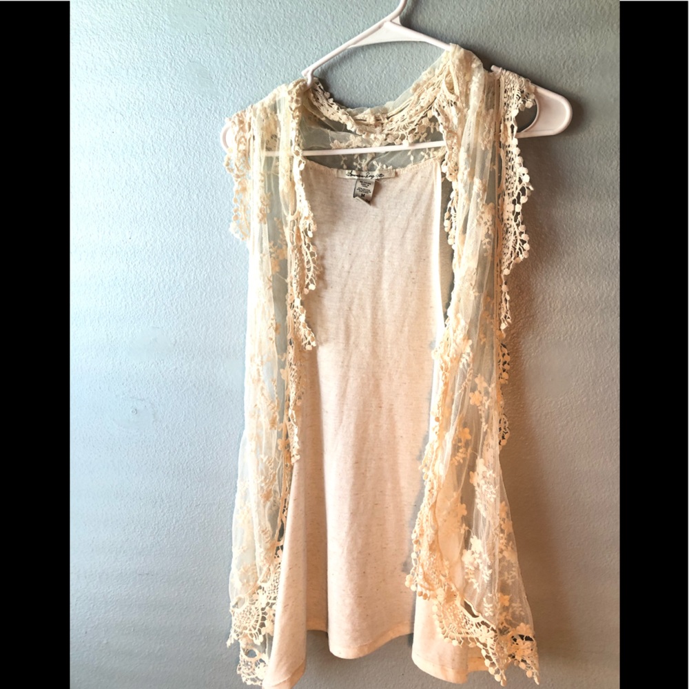 American Rag Lace Tank Cardigan